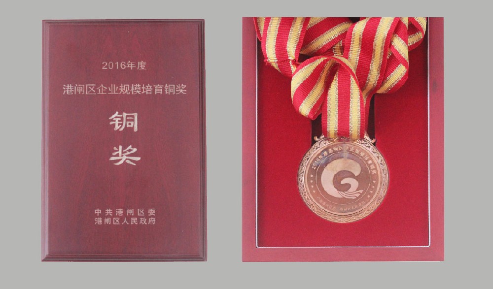2016年度港闸区企业规模培育铜牌